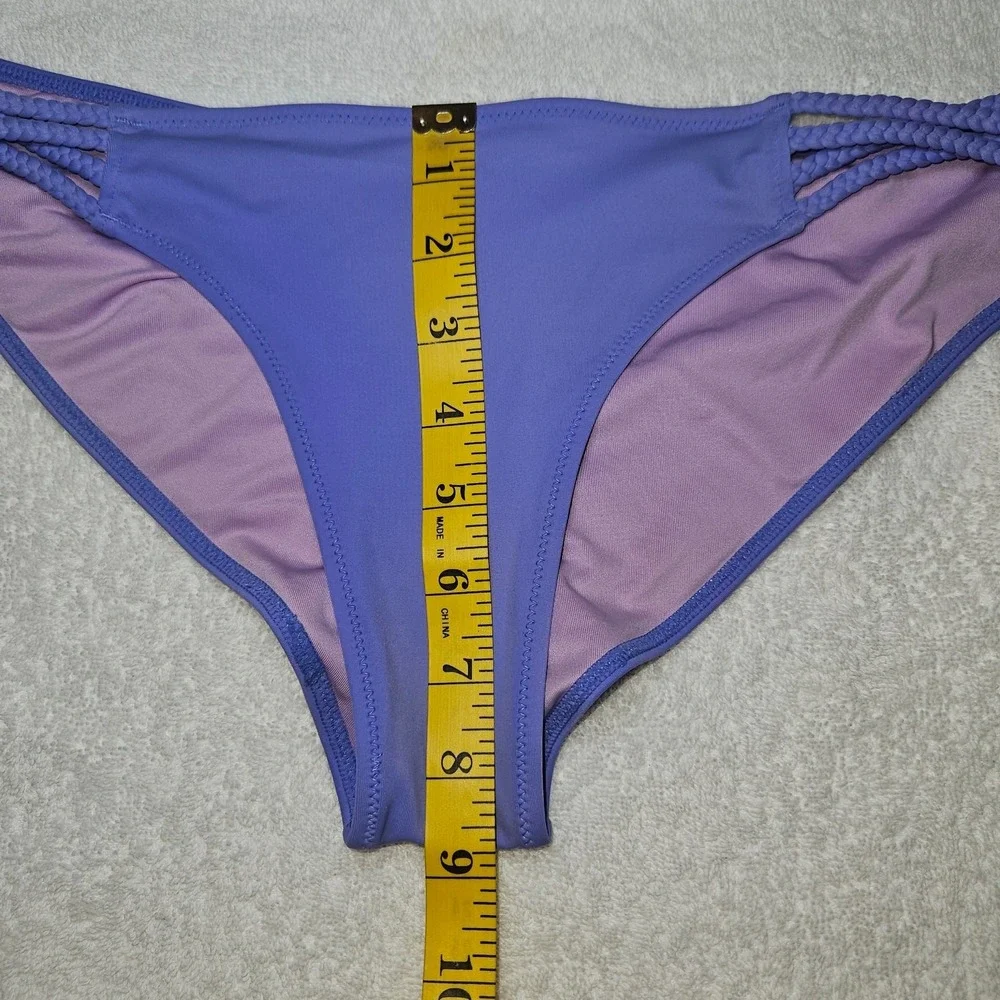 Victoria's Secret Bikini Bottom Purple Braided Strappy Side Medium Swim, Beach